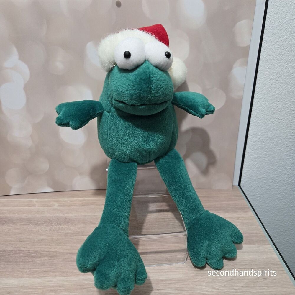 Vintage House of Lloyd Plush Mr Toad Santa Hat Stuffed Animal Frog NO SOUND